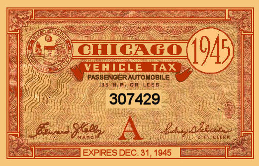 1945 Illinois Chicago tax inspection sticker